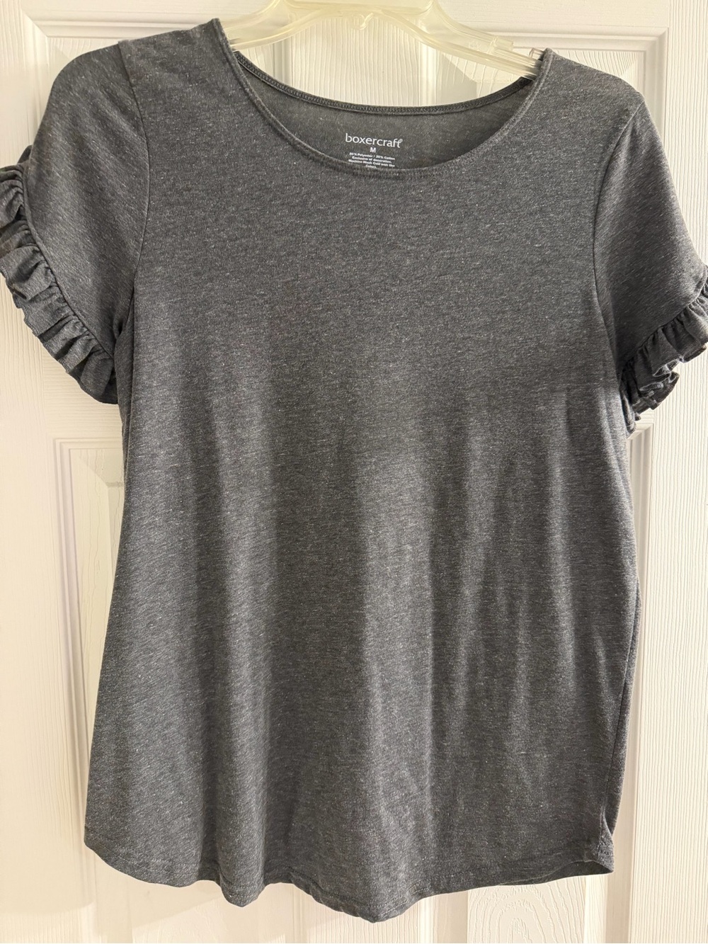 boxercraft Charcoal Gray Ruffle Sleeve Short Sleeve Tee